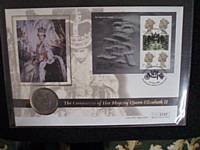 Coronation of QEII coin cover and mini sheet